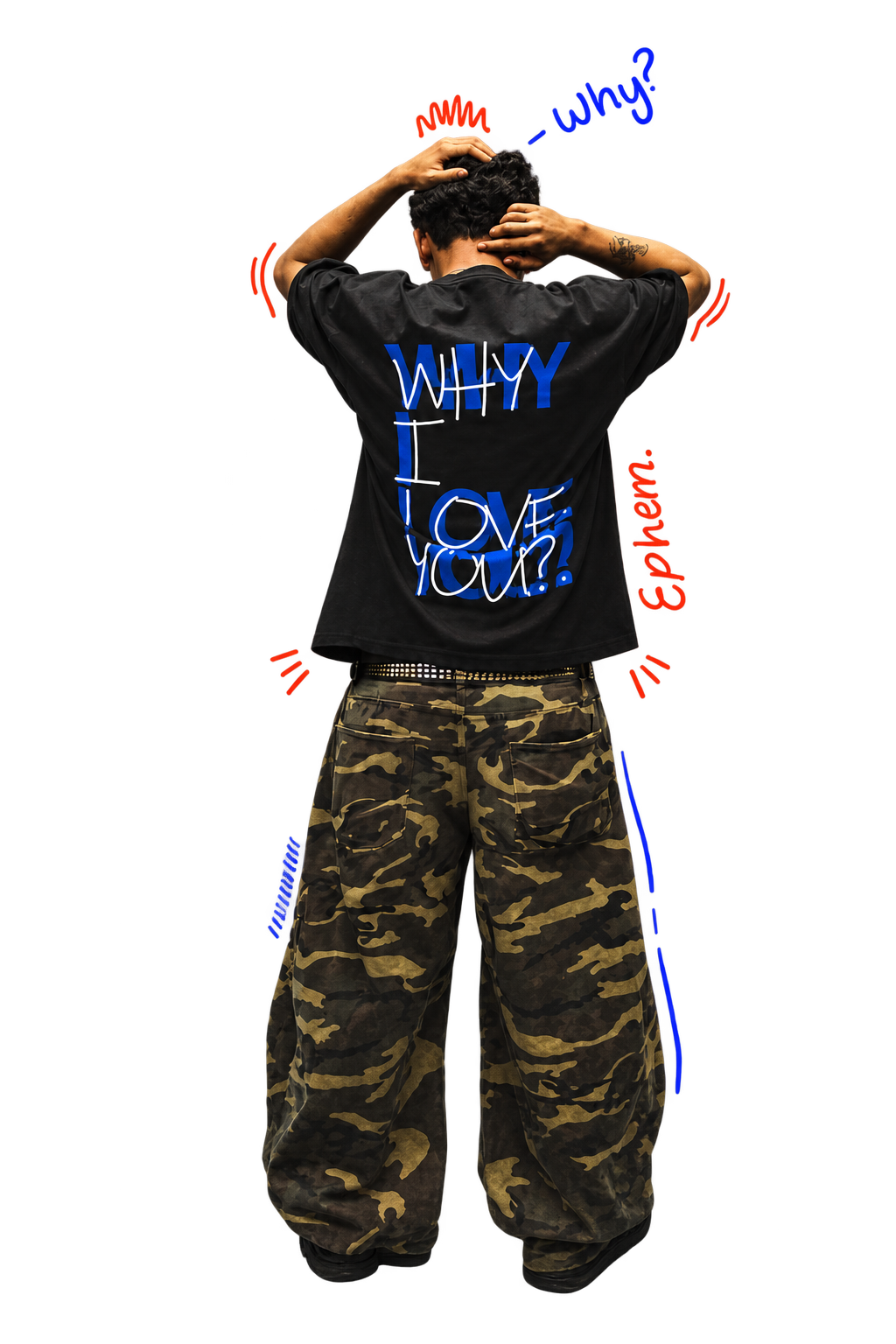Modelo con camiseta WHY I LOVE YOU